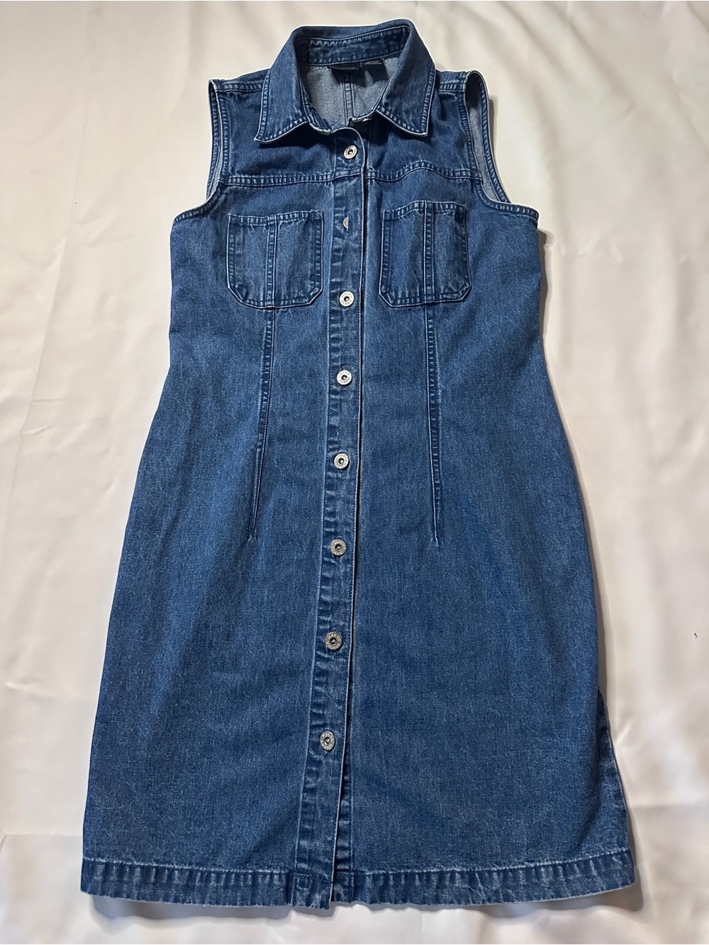 Y2K Sonoma Denim Sleeveless Button-Front Dress in Blue